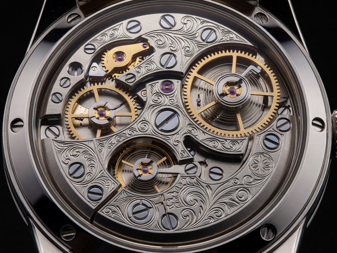Macro detail of a tourbillon cage with hand-finished bevels